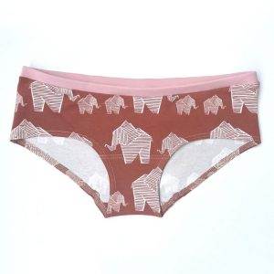 Braguitas melocotón con elefantes de algodón orgánico