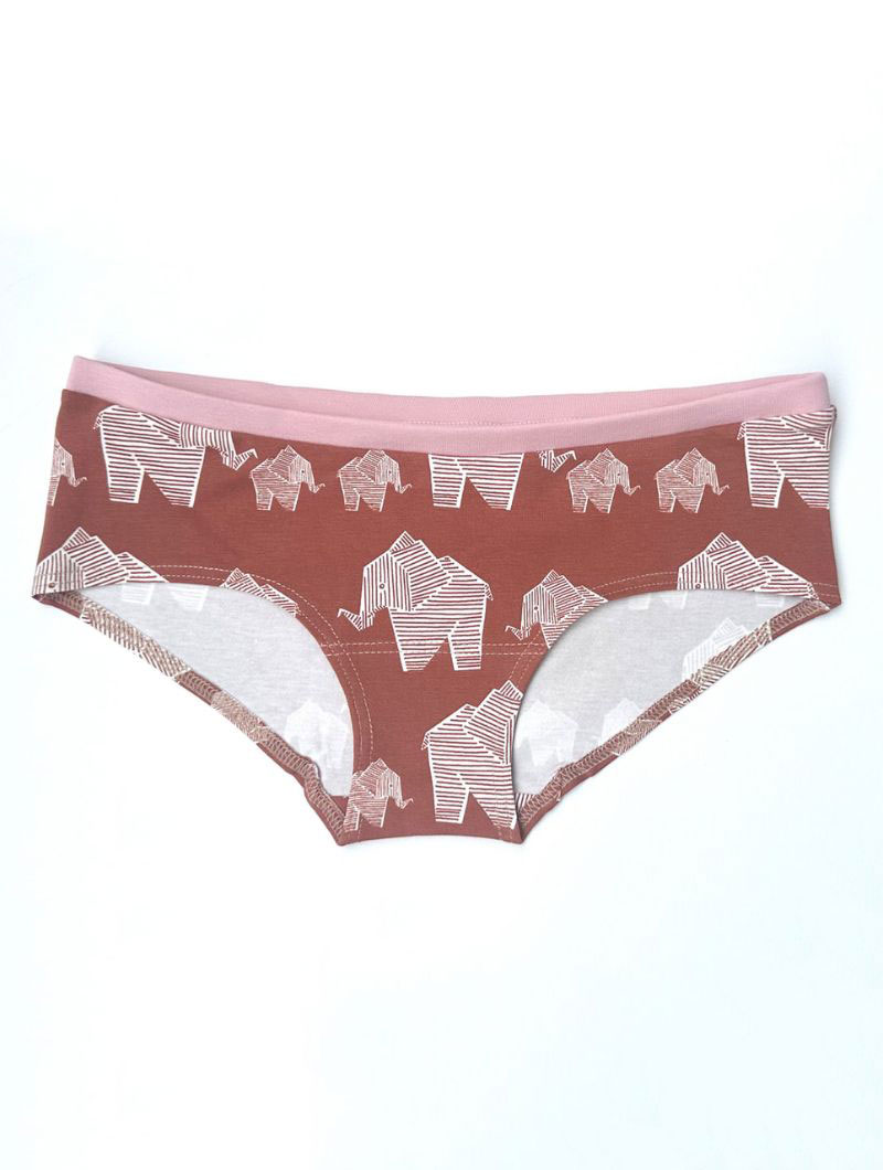 Braguitas melocotón con elefantes de algodón orgánico - Imagen 2