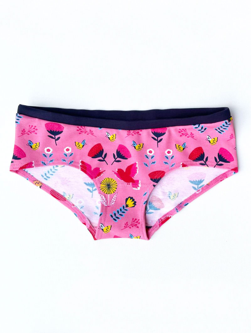Braguitas rosas con flores y pájaros de algodón orgánico - Imagen 2