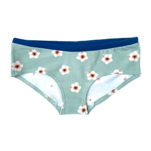 Braguitas verde claro con flores de algodón orgánico