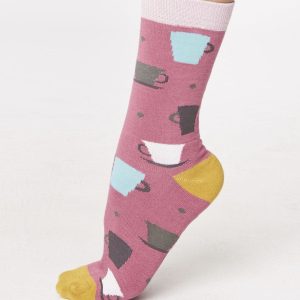 Calcetines de colores mujer con estampado de tazas