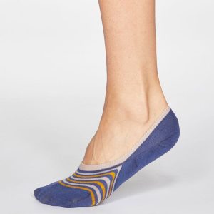 Calcetines invisibles de bambú azul con rayas