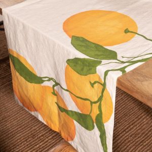 Camino de mesa de algodón orgánico y lino