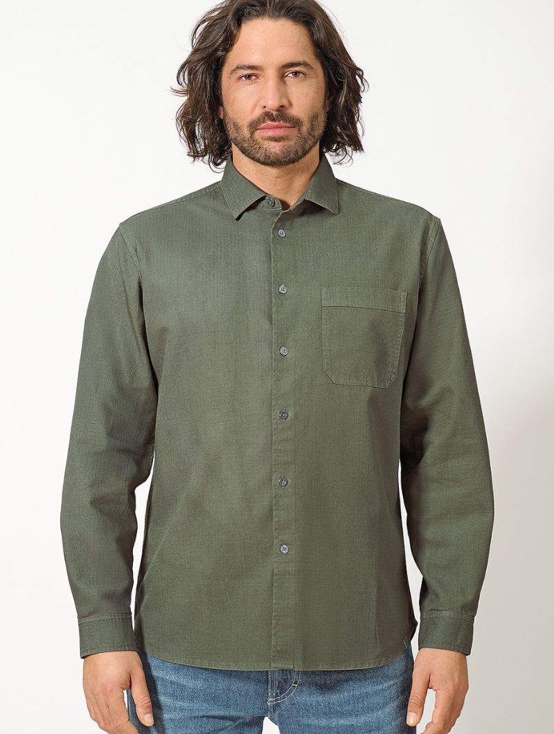 Camisa con bolsillo cáñamo y algodón orgánico hombre - Imagen 2