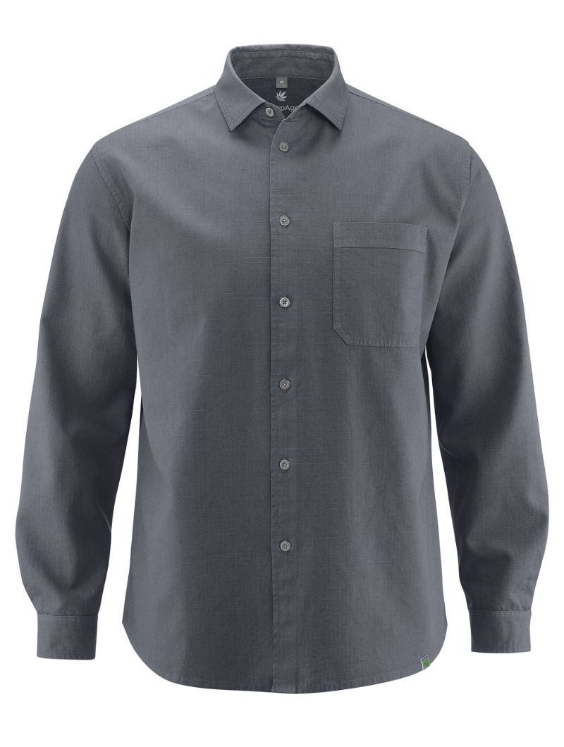 Camisa con bolsillo cáñamo y algodón orgánico hombre - Imagen 5