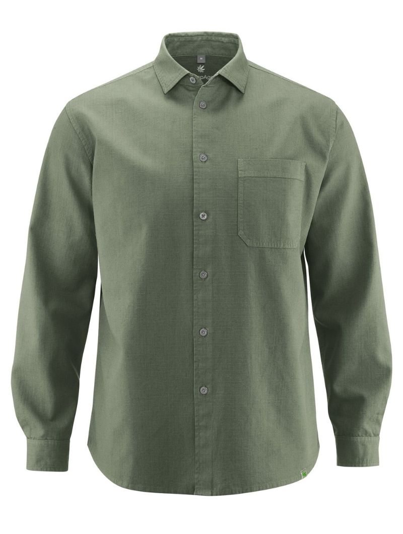 Camisa con bolsillo cáñamo y algodón orgánico hombre - Imagen 4