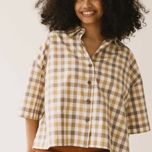 Camisa cuadros vichy mujer de manga corta
