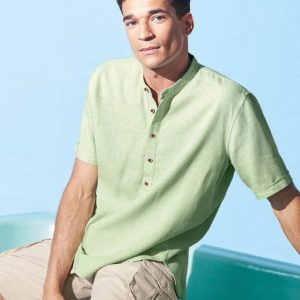 Camisa cuello mao de manga corta ecológica