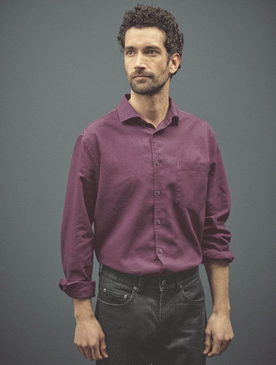 Camisa lisa hombre de cáñamo y algodón ecológico