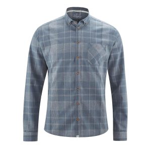 Camisa manga larga azul a cuadros para hombre