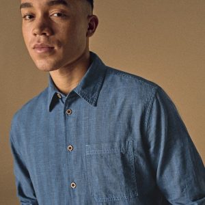 Camisa rayas sutiles para hombre de cáñamo y algodón orgánico