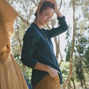 Camisa mujer azul de algodón orgánico