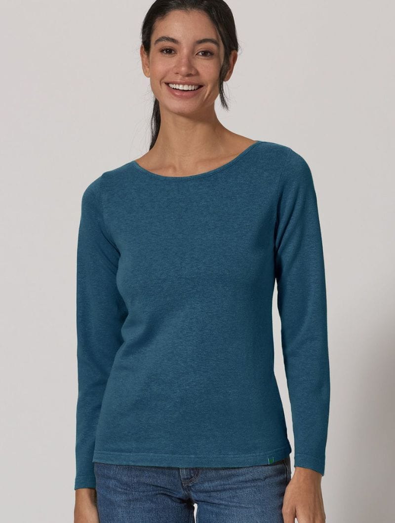 Camiseta cuello barco manga larga de cáñamo y algodón orgánico