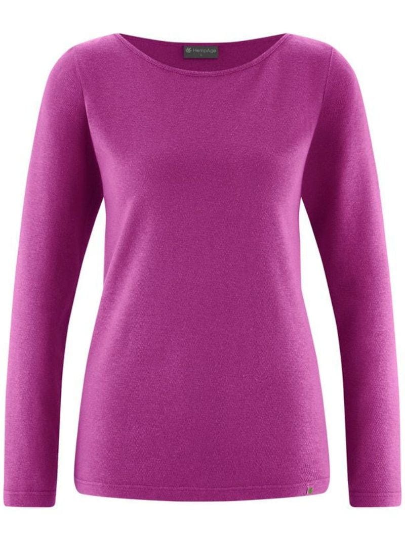 Camiseta cuello barco violeta manga larga de cáñamo y algodón orgánico - Imagen 2