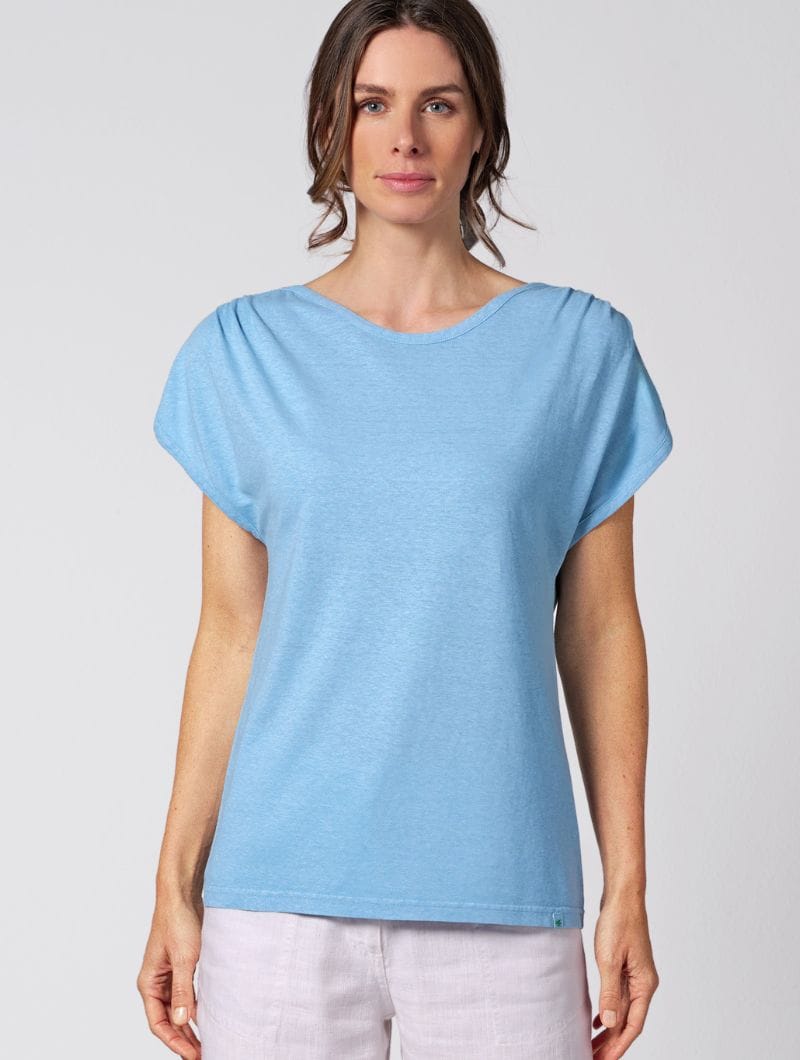 Camiseta cuello barco mujer con manga fruncida - Imagen 4