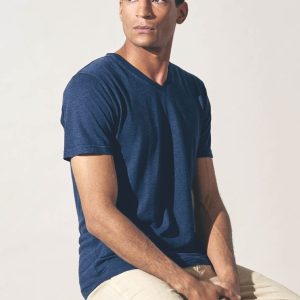 Camiseta cuello pico hombre de cáñamo y algodón ecológico