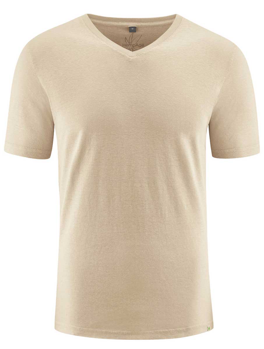 Camiseta cuello pico hombre de cáñamo y algodón ecológico - Imagen 7