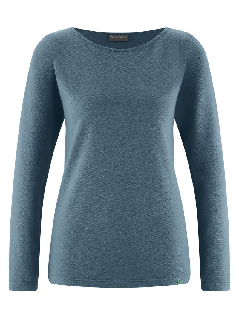 Camiseta cuello barco manga larga de cáñamo y algodón orgánico - Imagen 9