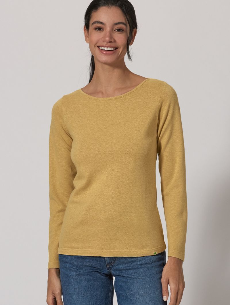 Camiseta cuello barco manga larga de cáñamo y algodón orgánico - Imagen 3