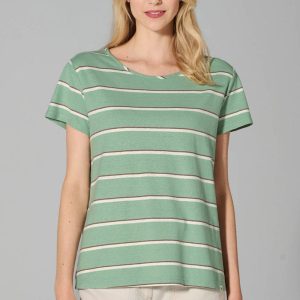 Camiseta ecológica de manga corta rayas tricolor