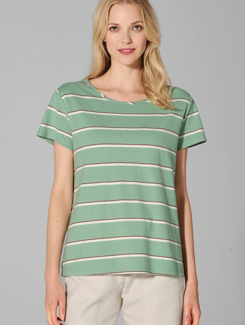 Camiseta ecológica de manga corta rayas tricolor - Imagen 2