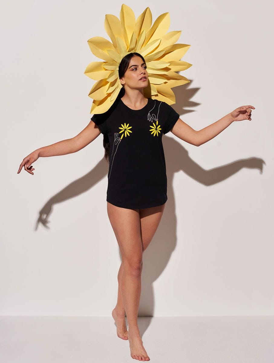 Camiseta flores 100% algodón orgánico mujer - Imagen 7