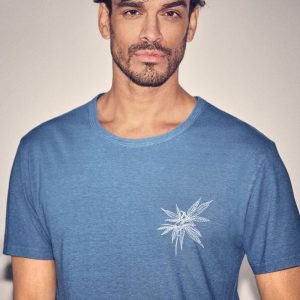 Camiseta estampado hoja de cáñamo para hombre