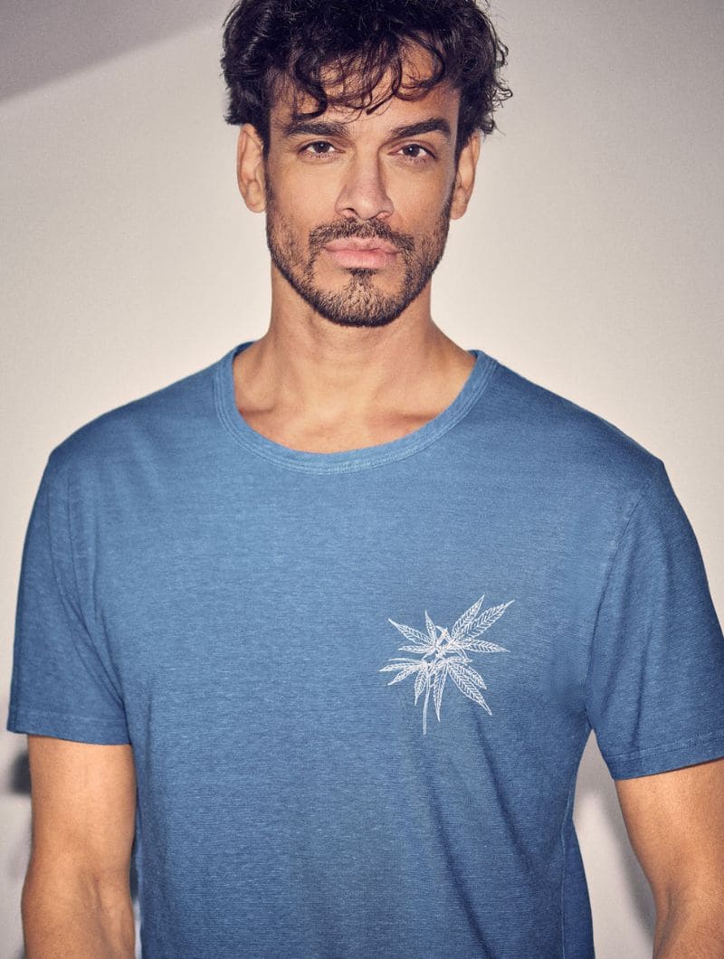 Camiseta estampado hoja de cáñamo para hombre
