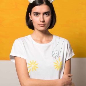Camiseta flores 100% algodón orgánico mujer