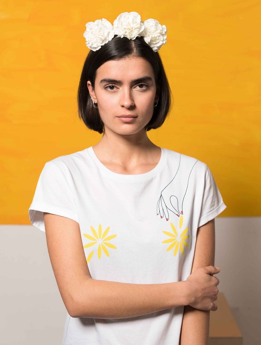 Camiseta flores 100% algodón orgánico mujer