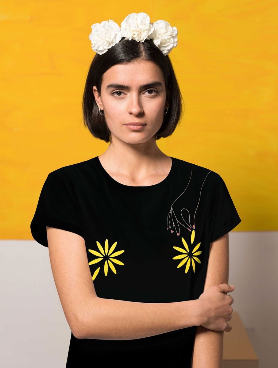 Camiseta flores 100% algodón orgánico mujer - Imagen 5