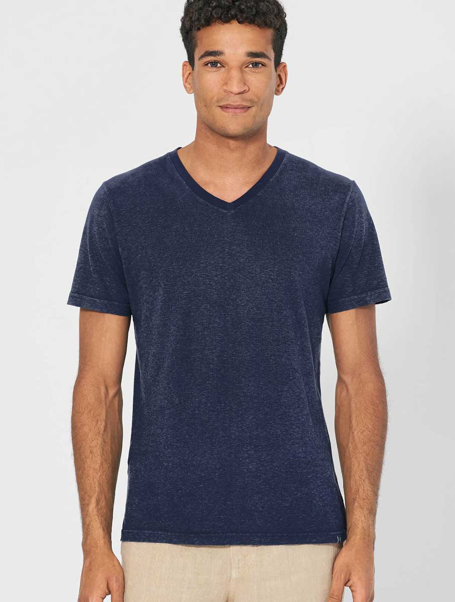 Camiseta cuello pico hombre de cáñamo y algodón ecológico - Imagen 4