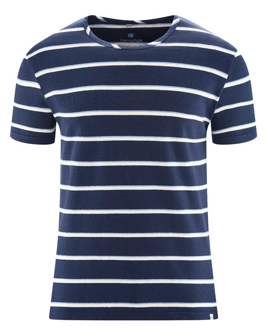 Camiseta hombre rayas tricolor de tejido ecológico - Imagen 5