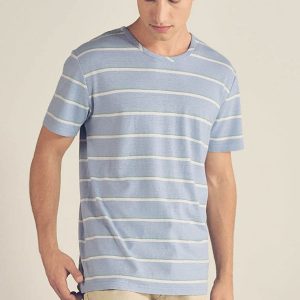Camiseta hombre rayas tricolor de tejido ecológico