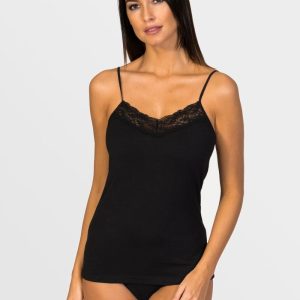 Camiseta interior blonda cuello pico mujer hilo de soja