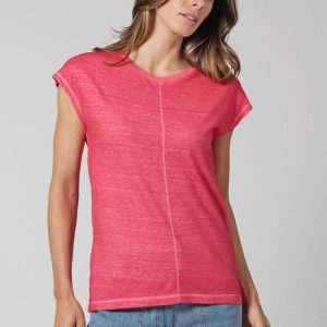 Camiseta manga corta natural con costura decorativa