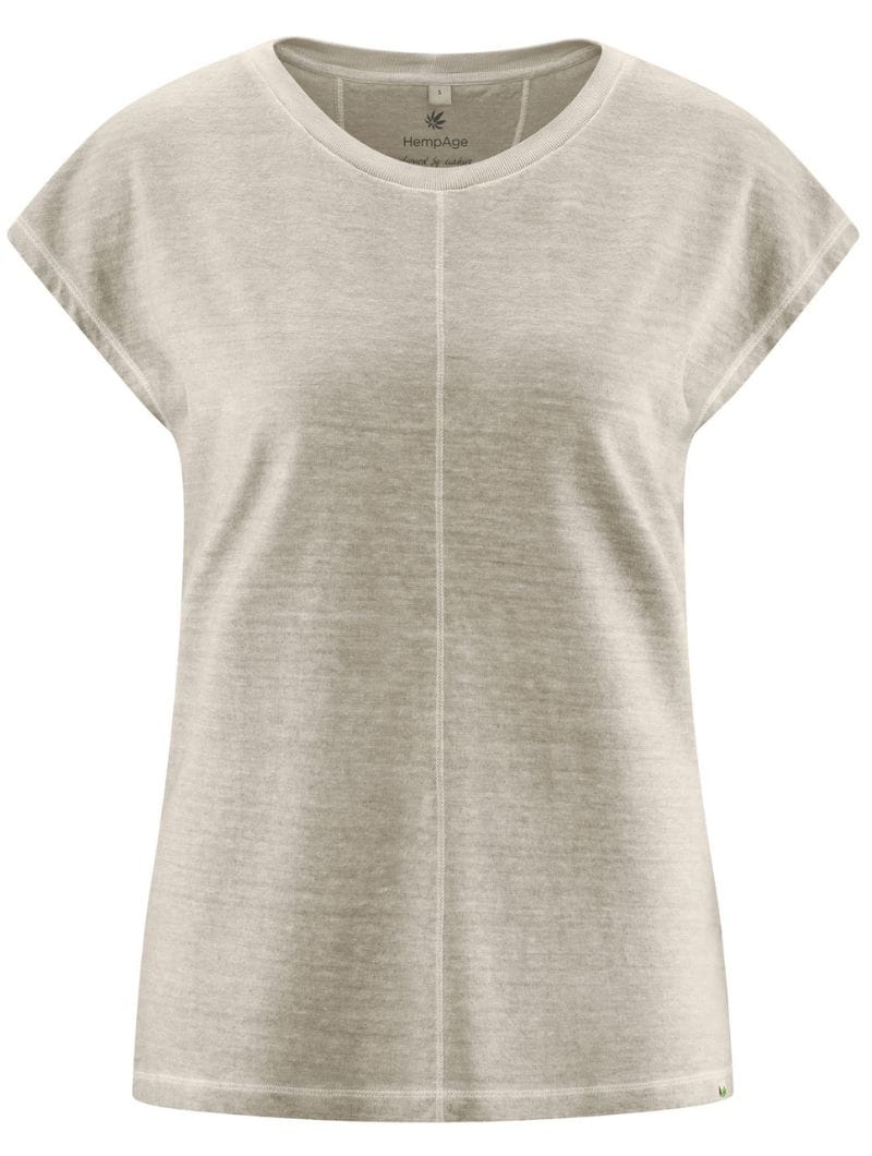 Camiseta manga corta natural con costura decorativa - Imagen 9