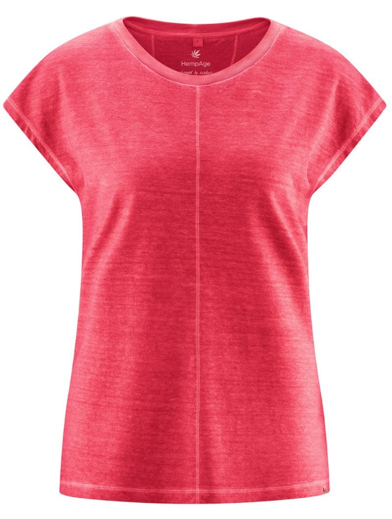 Camiseta manga corta natural con costura decorativa - Imagen 5