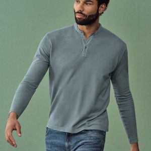 Camiseta manga larga de cuello mao ecológica