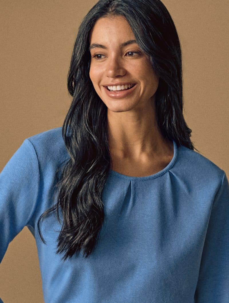 Camiseta manga larga con pliegues de cáñamo y algodón orgánico - Imagen 3