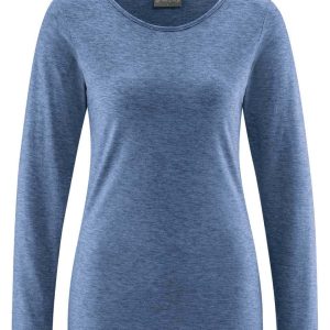 Camiseta azul mujer manga larga de algodón ecológico
