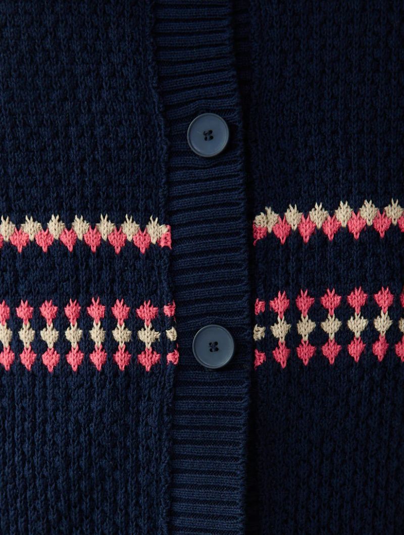 Cárdigan azul marino con cenefa para mujer - Imagen 6