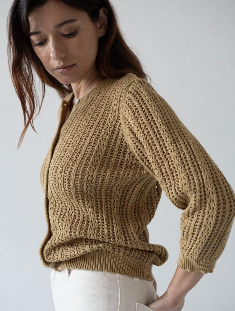 Cárdigan calado liso de algodón orgánico - Imagen 9