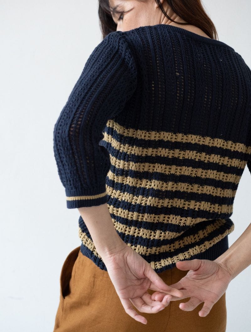 Cárdigan calado de rayas de algodón orgánico - Imagen 6