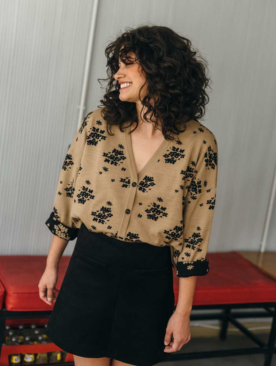 Cardigan manga kimono color camel