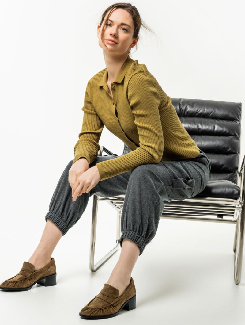 Cárdigan de canalé con cuello polo 100% orgánico - Imagen 5