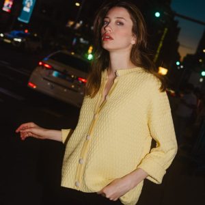 Cárdigan lana merino mujer color vainilla