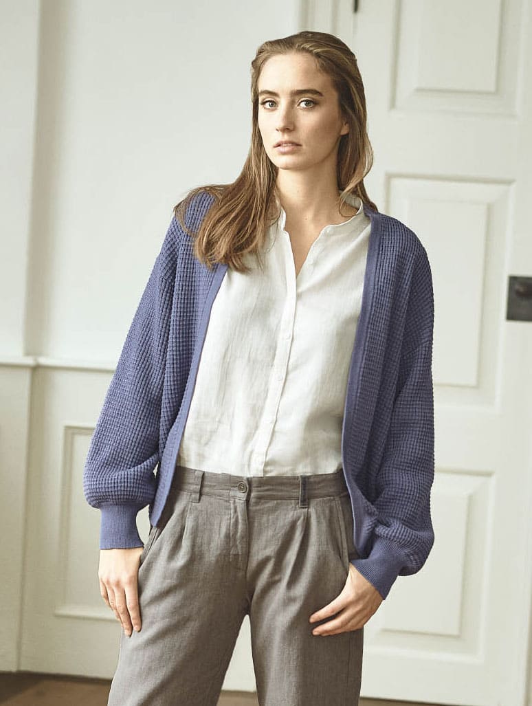 Cardigan manga abullonada ecológico para mujer - Imagen 2