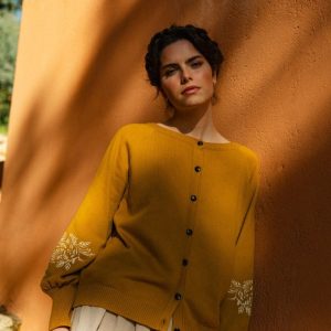 Cardigan manga globo miel de algodón egipcio