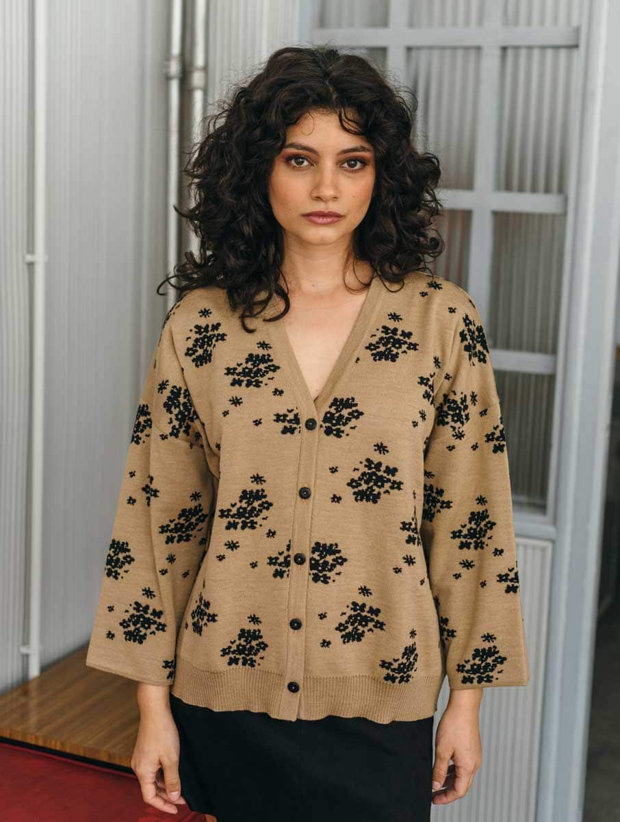 Cardigan manga kimono color camel - Imagen 4